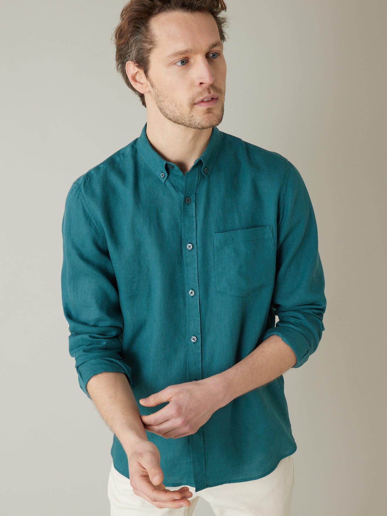 Chemise Regular Fit lin uni homme