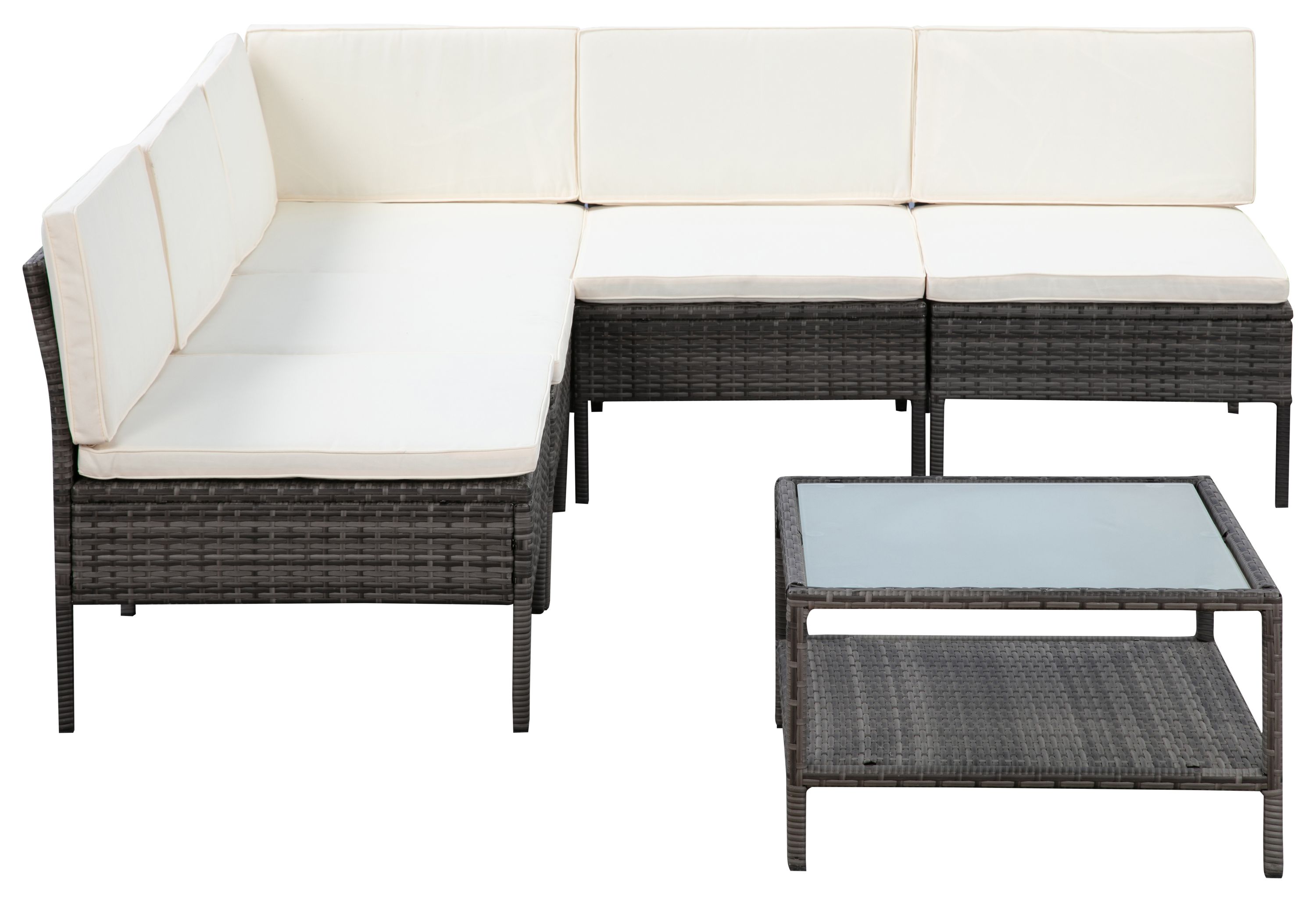 Rattanlounge RIVERA grau/beige