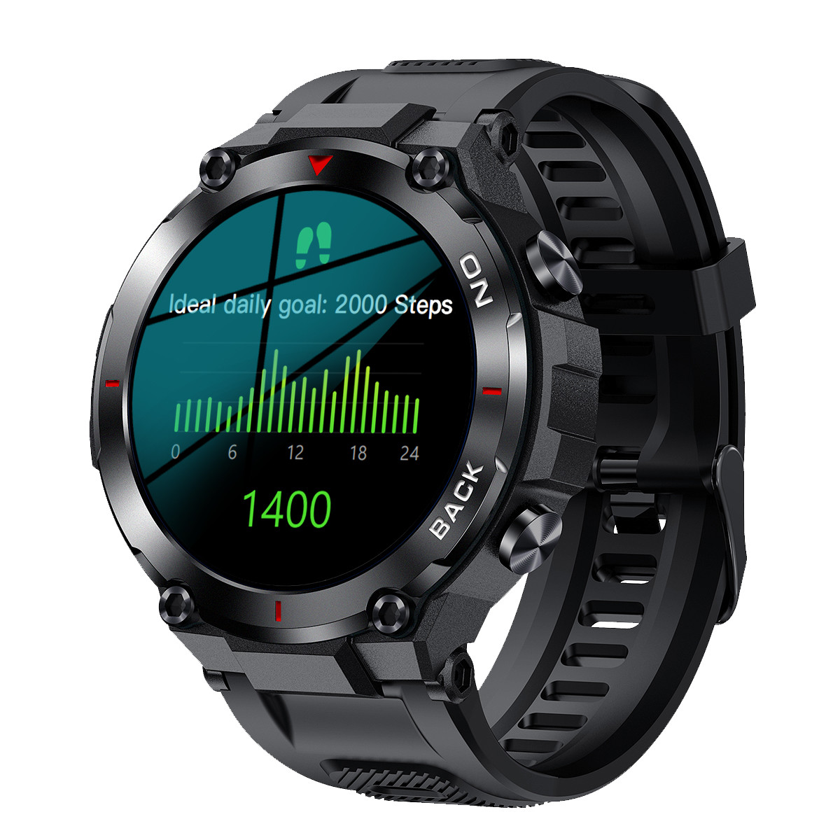 Montre SMARTY 2.0 pull up mixte connecté métal noir bracelet silicone noir