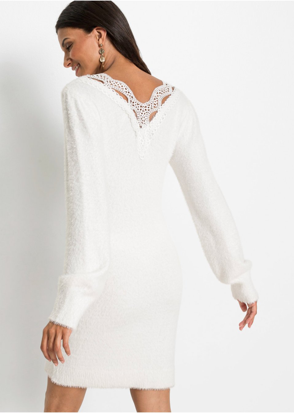 Robe en maille à dentelle taille courte