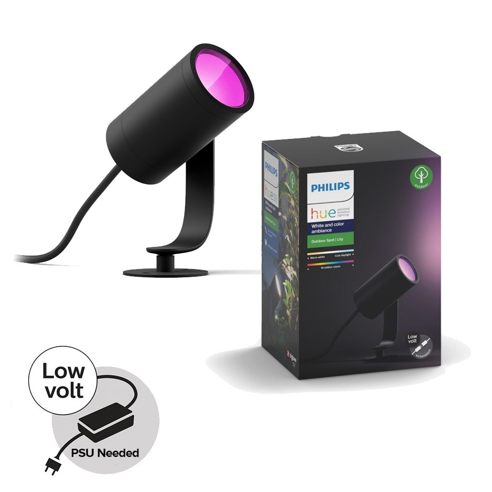 Philips Hue -Lily Spike Anthracite Ekstra Udendørs Spot u/Strømforsyning - White & Color