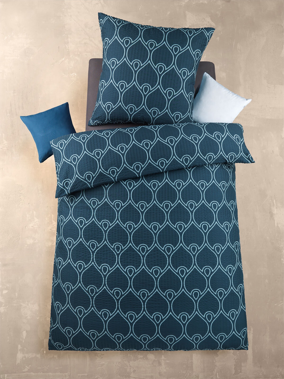 Mikrofaser Seersucker-Bettwäsche HIGH CLASS PIETRO 135 x 200 cm blau