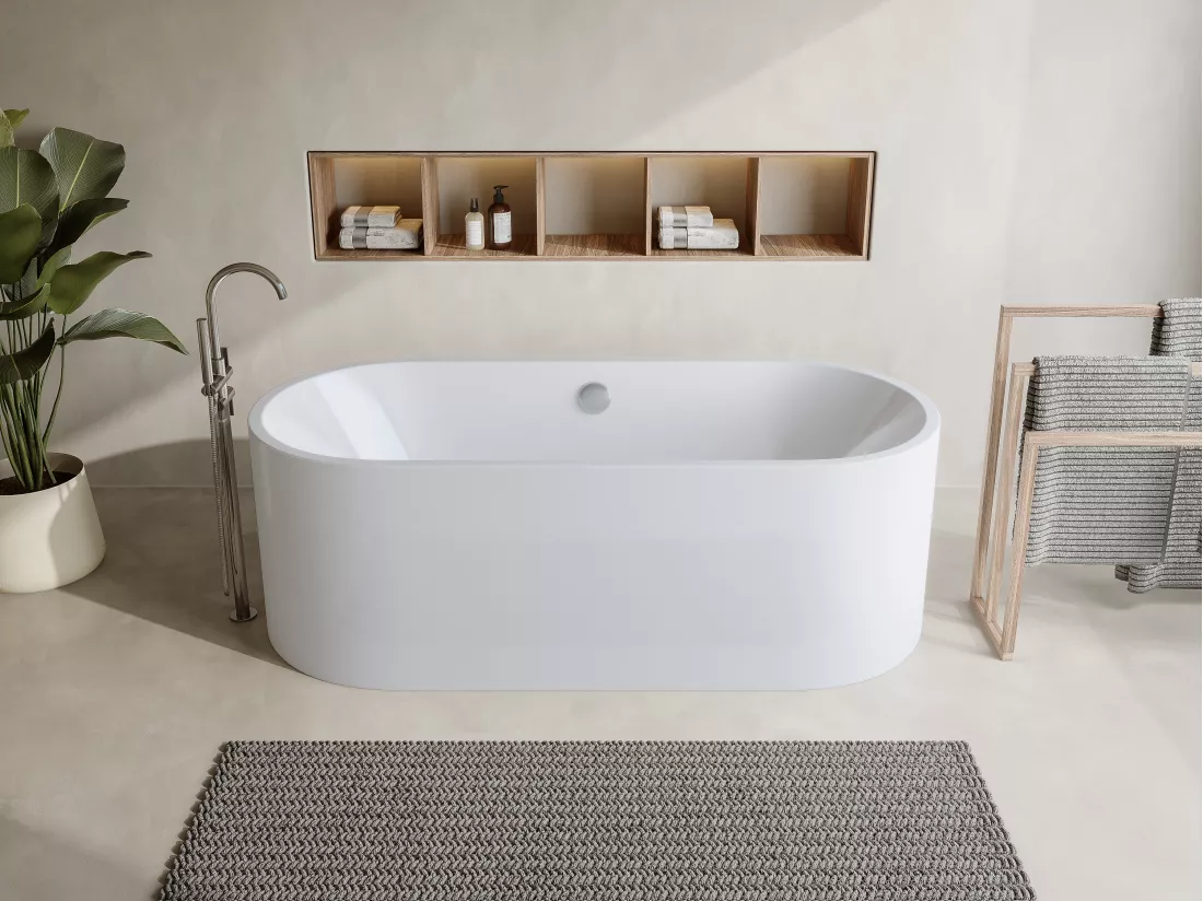 Baignoire îlot design - 221 L - 170 x 75 x 58 cm - Blanche - KATOUCHA