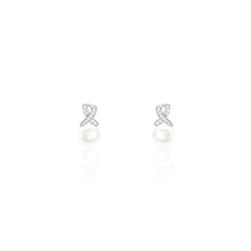 Boucles D'oreilles Pendantes Sathine Argent  Perle De Culture Et Oxyde