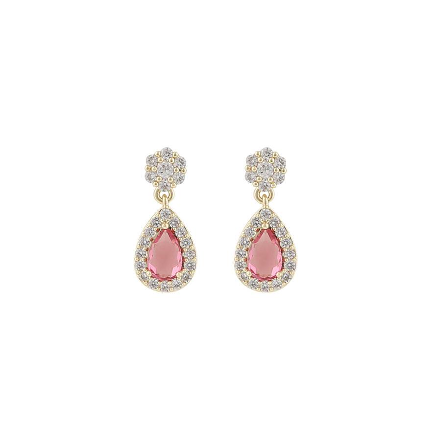 Snö Of Sweden River Drop Pendant Earring Gold/Fuchsia