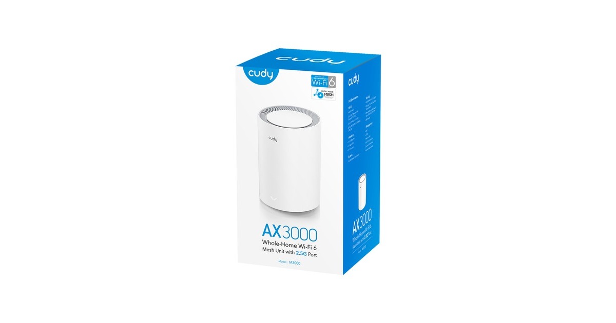 CudyAX3000 2.5G Mesh Wi-Fi 6 System (1-Pack) mesh router  (Wit)