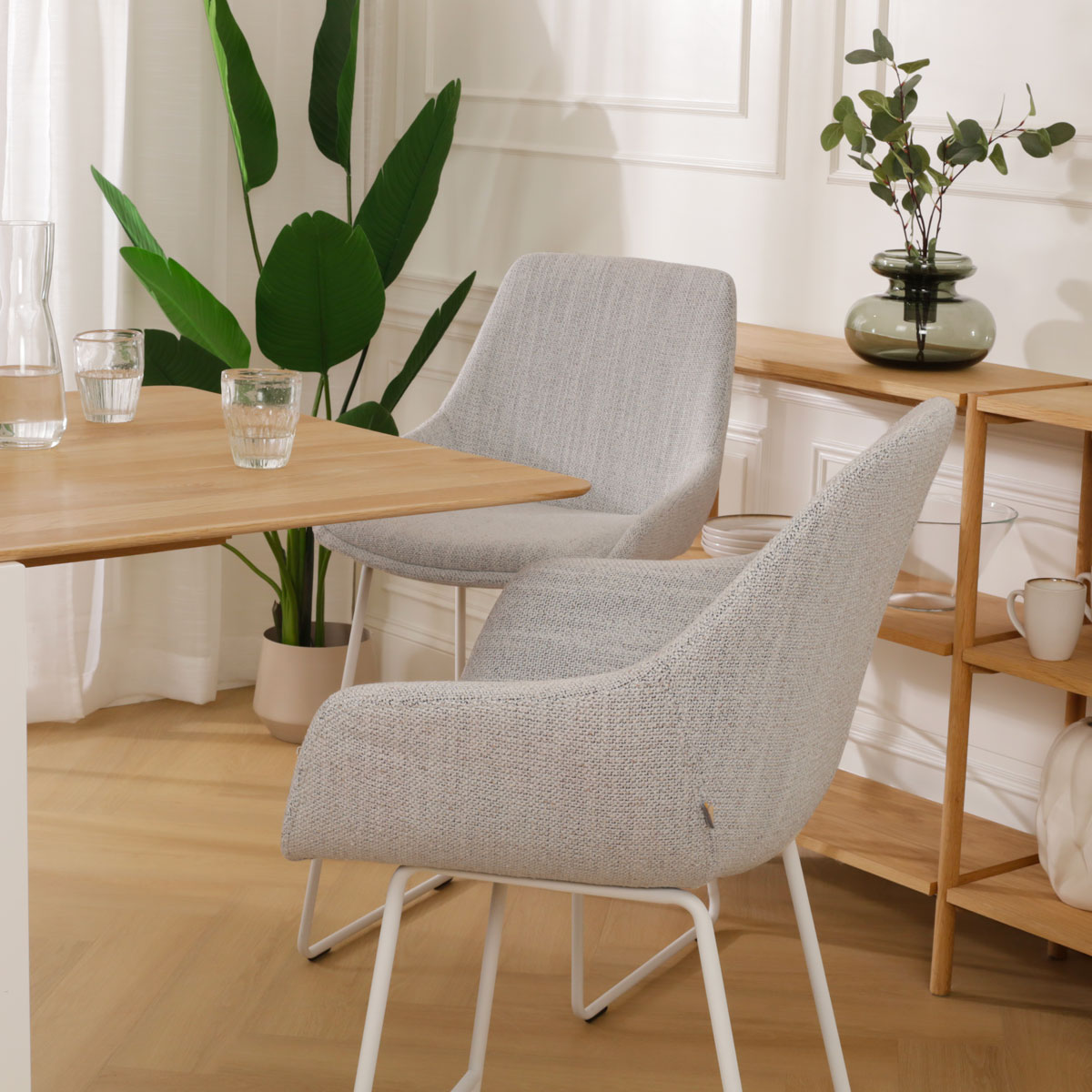 Barkruk Nino-Mae grijs beige gemêleerd wit onderstel 65 cm
