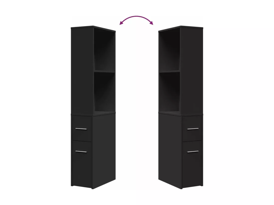Armoire de salle de bain étroite avec roulettes noir