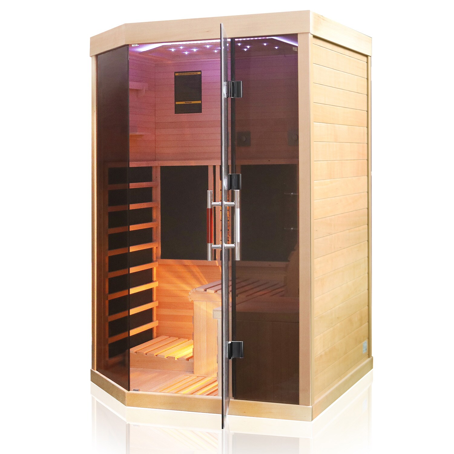 Dewello® Infrarotsauna Infrarotkabine OTTAWA 140x120cm 1-2 Person inkl. 6 Vollspektrumstrahler, 2 Karbonstrahler, 2 Personen