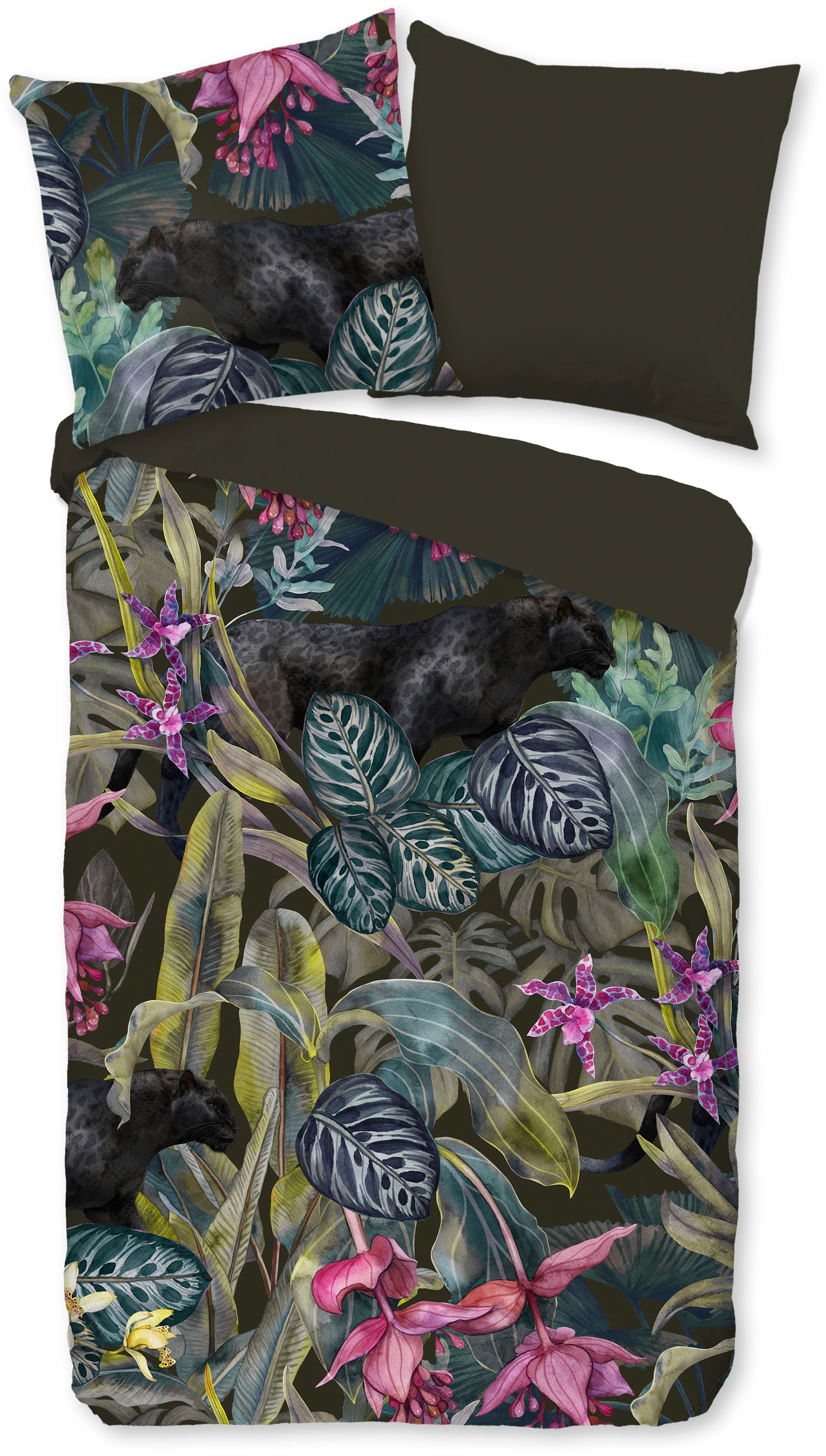 PURE luxury collection Wendebettwäsche »Samurai« 2 Stk. tlg. Mikrofaser, 135x200, 2 Teilig, Pflegeleicht, Wende, Leopard, tropisch