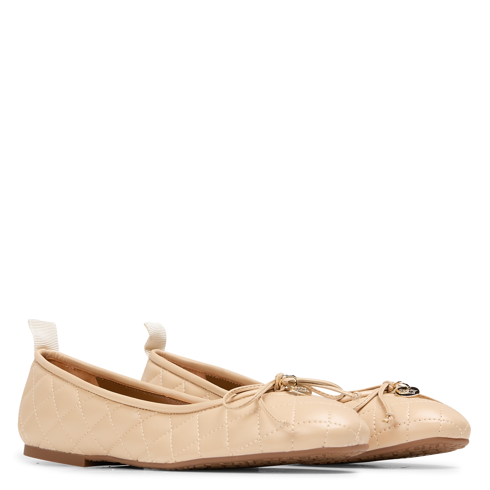 JODIE - Ballerines matelassées aspect cuir| Beige