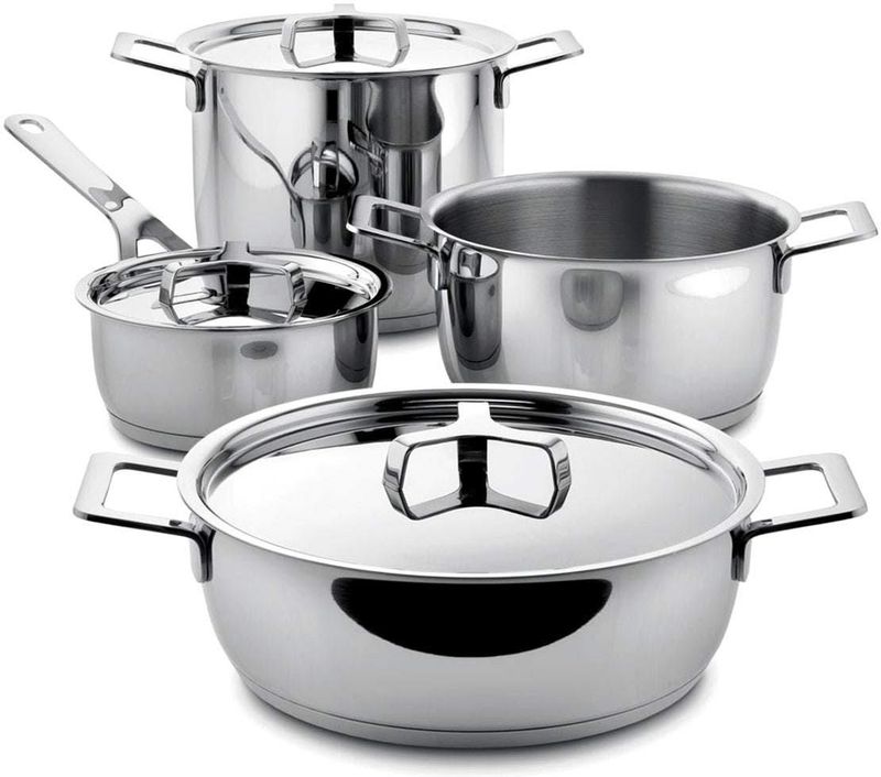Alessi - AJM100S7 - Pannenset - 4 Delig - Roestvast Staal - Geschikt voor Alle Warmtebronnen