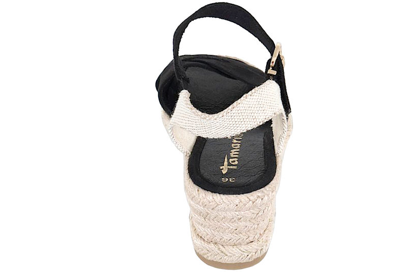 TAMARIS SANDAL PÅ KILEHÆL I SORT TEKSTIL