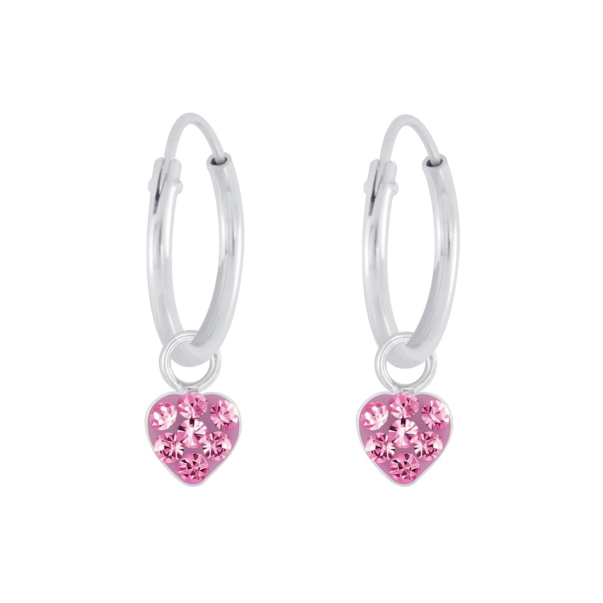 Boucles d'oreilles enfant Coeur en cristal en argent 925