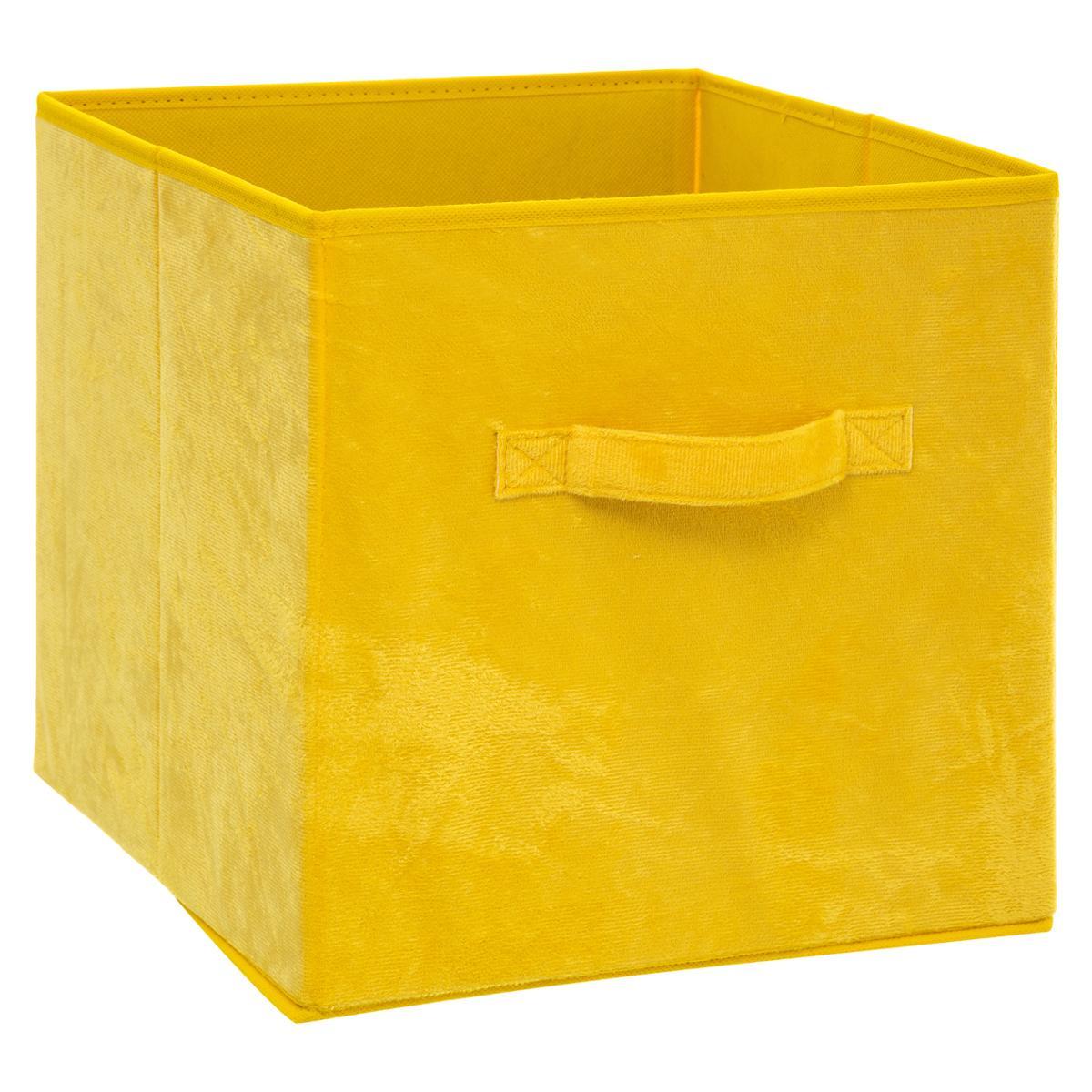 BOITE RANGEMENT VELOURS JAUNE 31X31CM