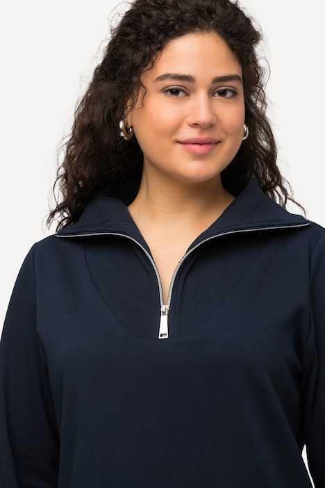 Sweatkleid, Troyerkragen, Reißverschluss, Langarm