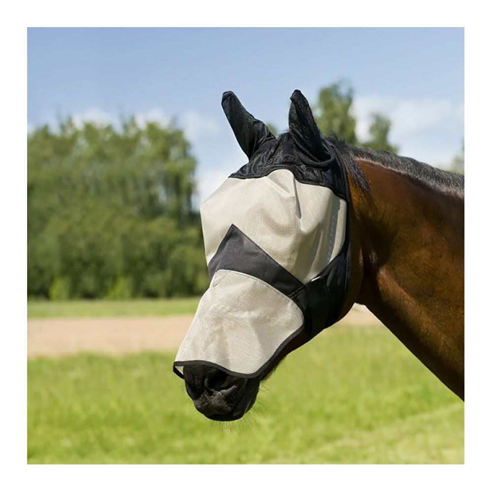 Equitheme FILET ÉPAIS - Masque anti-mouches beige/noir