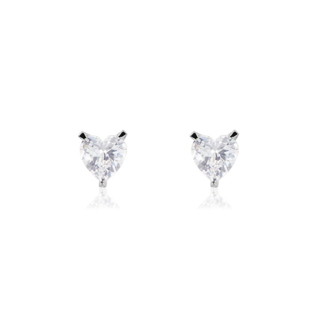 Boucles D'oreilles Puces Argent Blanc Schull Oxydes De Zirconium