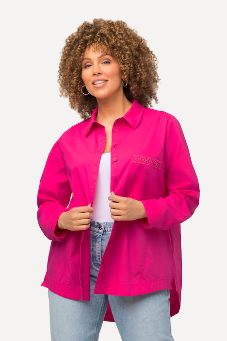 Hemdbluse, A-Linie, Hemdkragen, Langarm