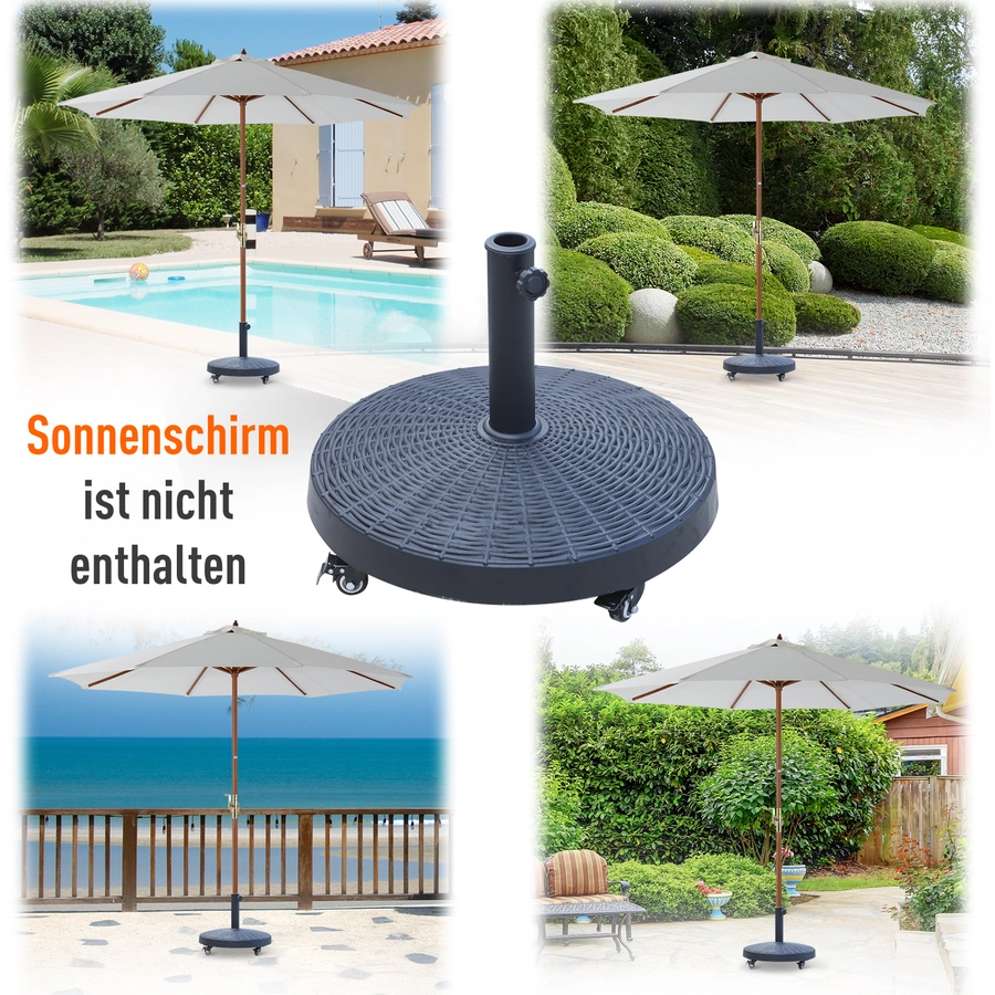 Outsunny Sonnenschirmständer in Rattanoptik anthrazit