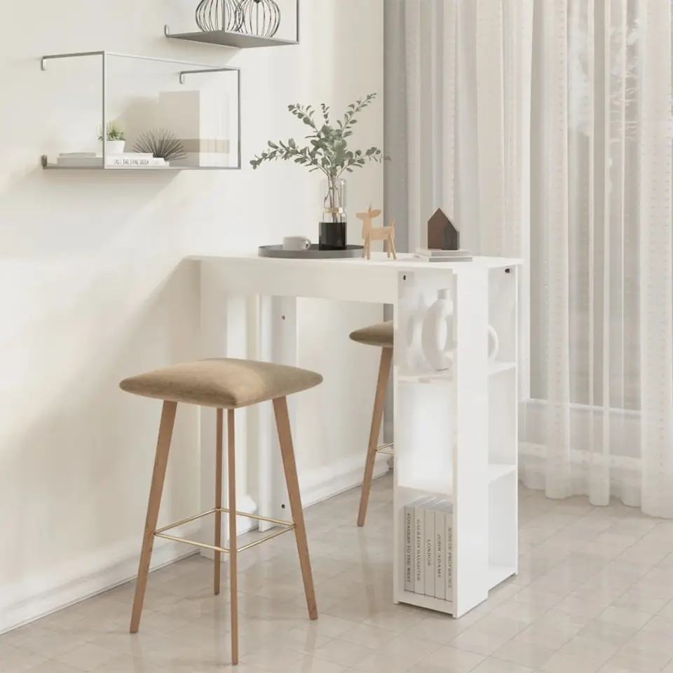 vidaXL - Bartafel - Wit - Bewerkt hout