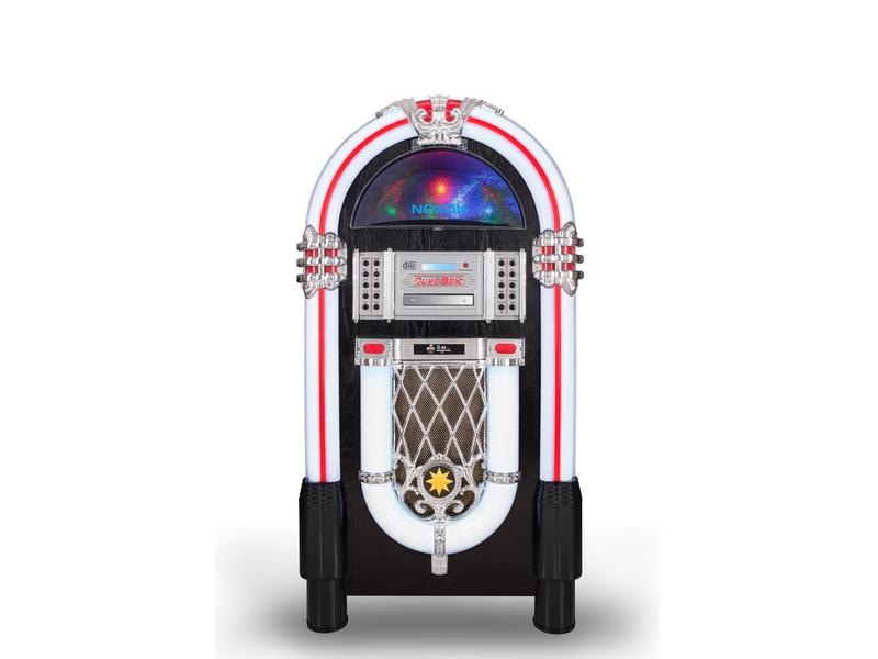 Noxon Musik-System Jukebox 1 Mehrfarbig/Schwarz/Silber Retro-Design DAB  / UKW-Radio, Schallplattenspieler, CD/MP3-Player, USB/SD für MP3-Wiedergabe sowie Bluetooth zum Streamen von Musik