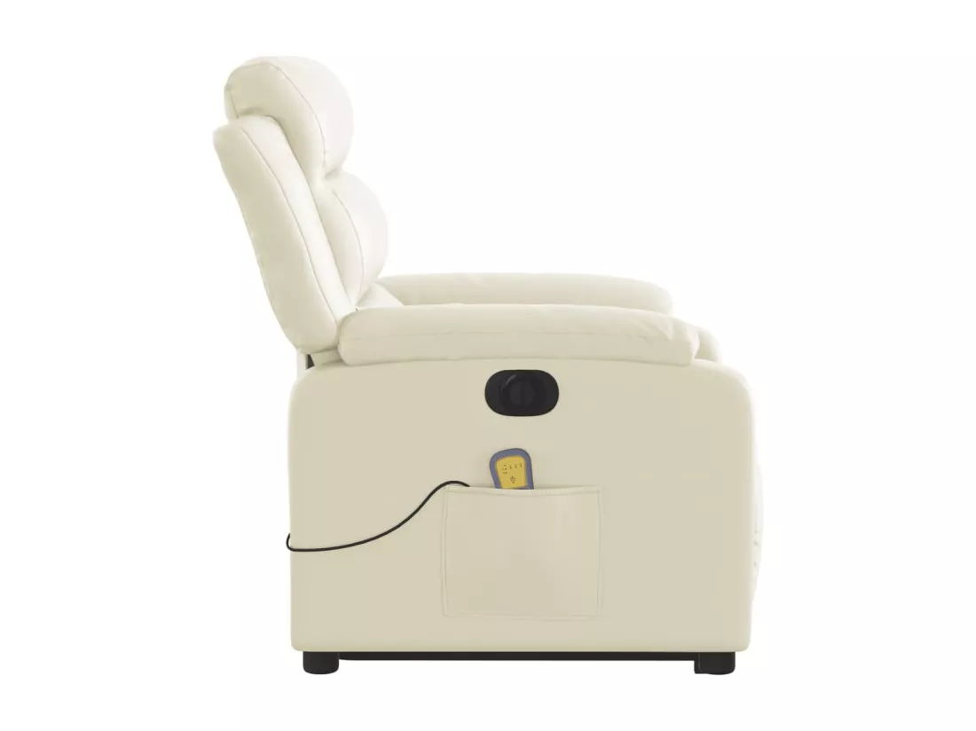 Fauteuil inclinable massant électrique crème similicuir