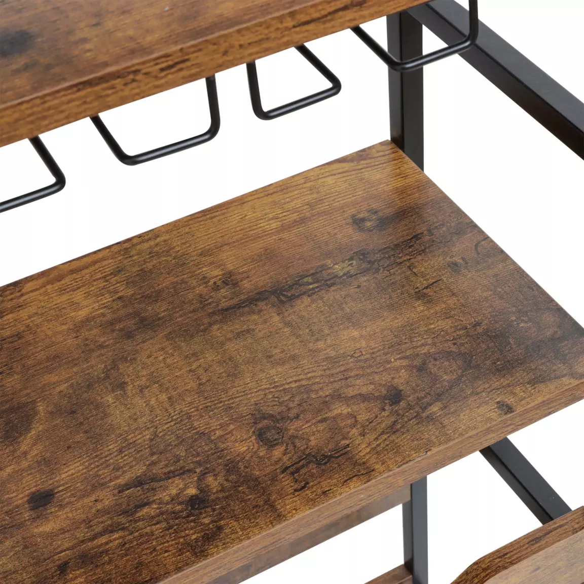 Meuble range-bouteilles industriel 18 emplacements et porte-verres (H100 cm) Hugo Marron