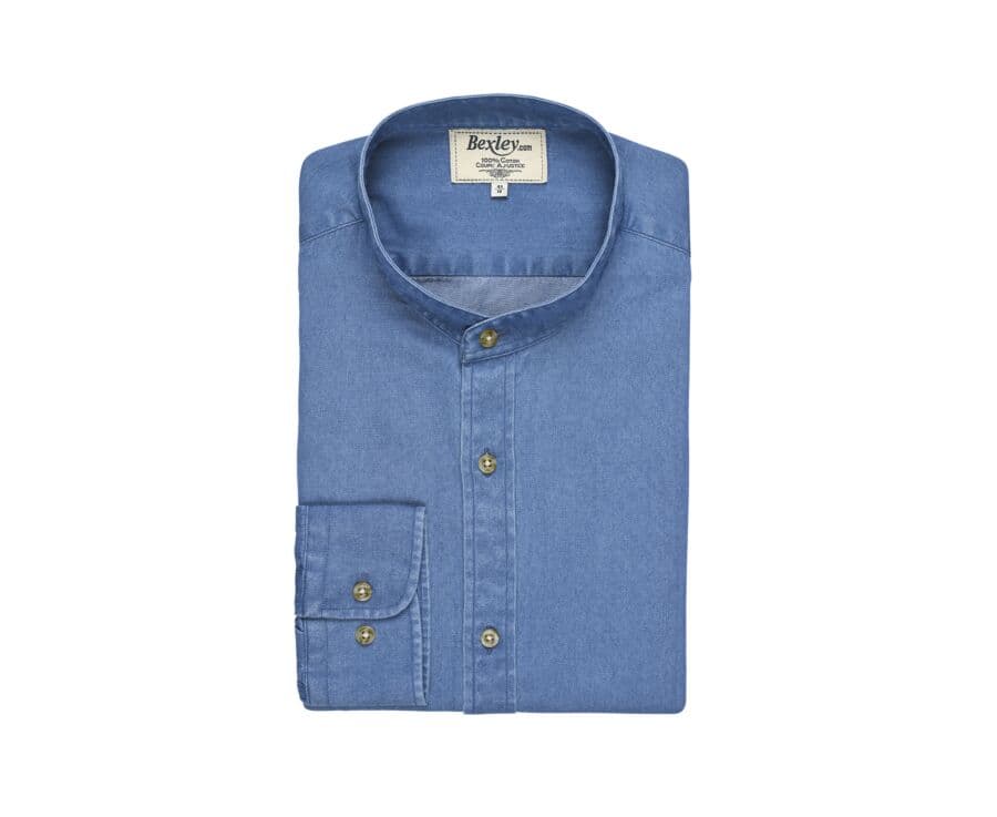 Chemise jean denim Indigo - Col officier - JOSEPH