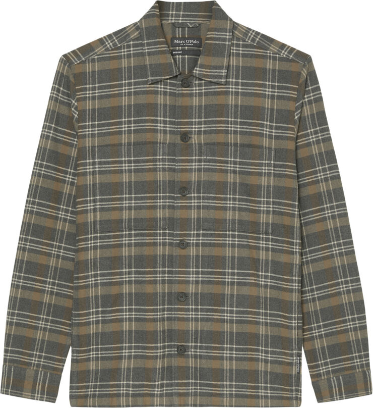Marc O’Polo Overshirt with bowling collar, long Multi/ broken graphite