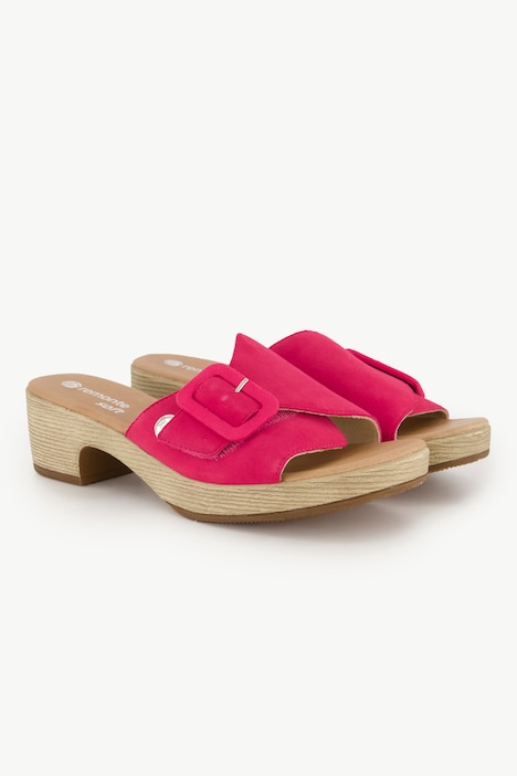 Leder-Clogs, Remonte x Elle, Holzoptik-Sohle, Weite F