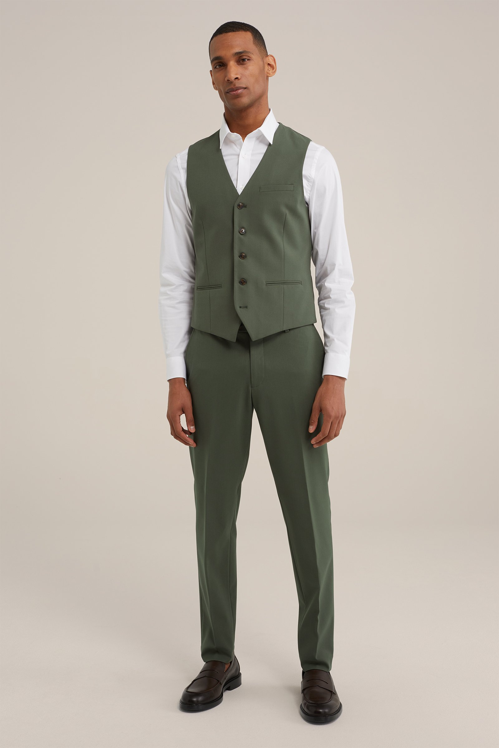 slim fit gilet met stretch Fundamentals Legergroen