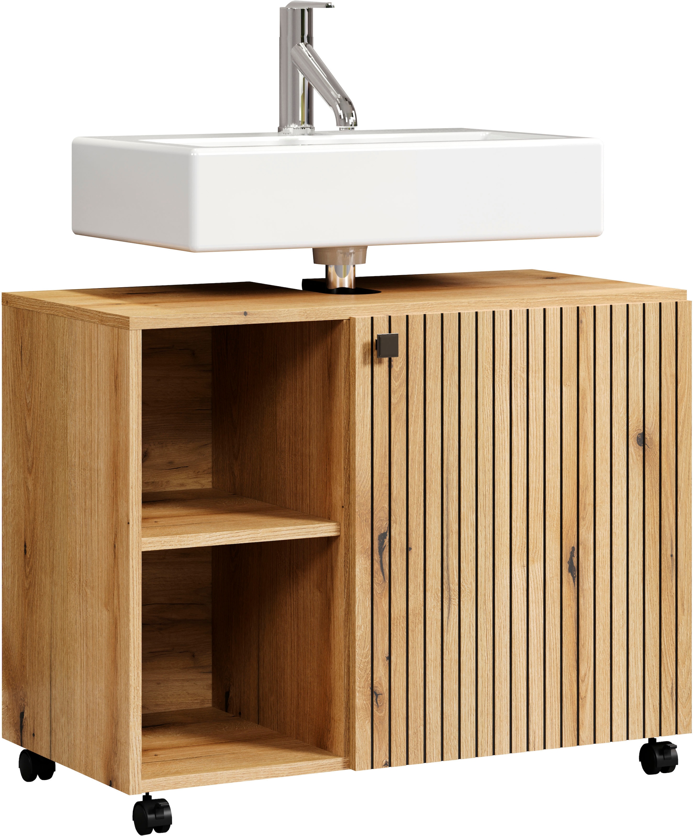welltime Waschbeckenunterschrank »Amrum« 1 Stk. tlg. Waschtisch auf Rollen - (B/T/H) wahlweise 60-80/42/64 cm