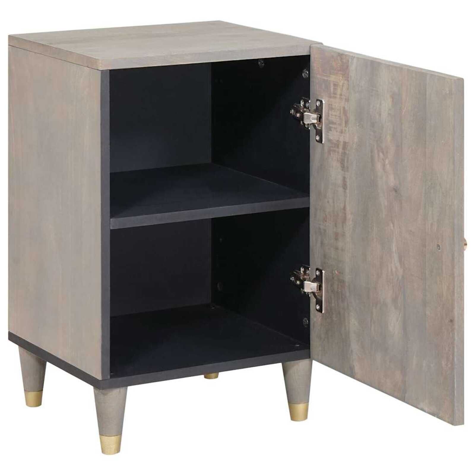 vidaXL Badkamerkast 38 x 33 x 58 cm massief mangohout grijs
