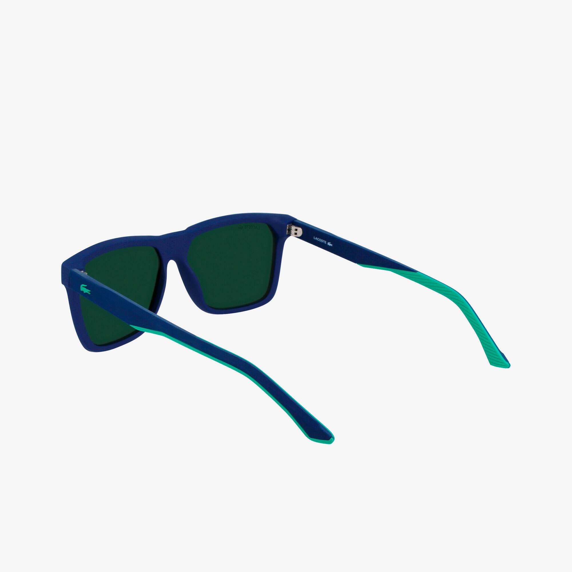 Lunettes de soleil Homme rectangulaires Rubber Croc Lunettes de soleil - Bleu - Lacoste - Homme