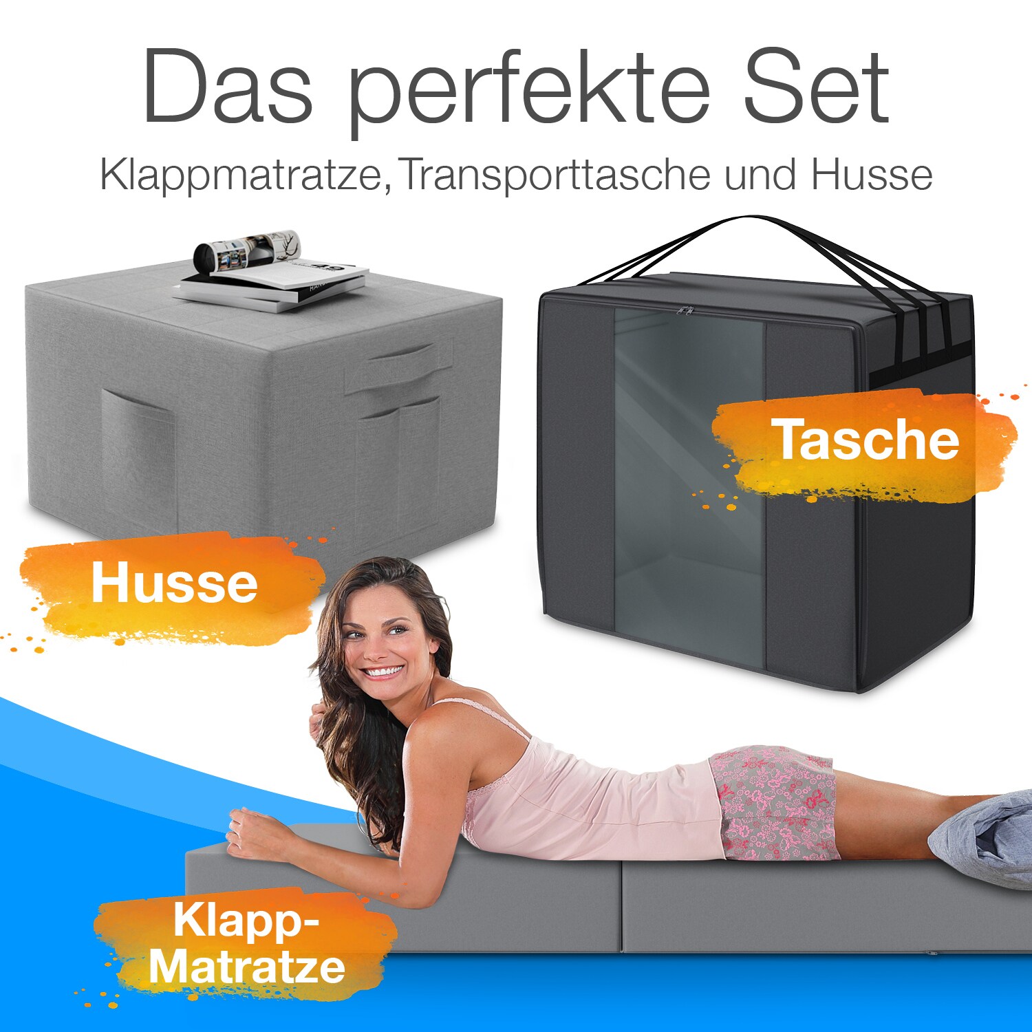 Bestschlaf Klappmatratze inkl. Husse & Transporttasche Spar-Set