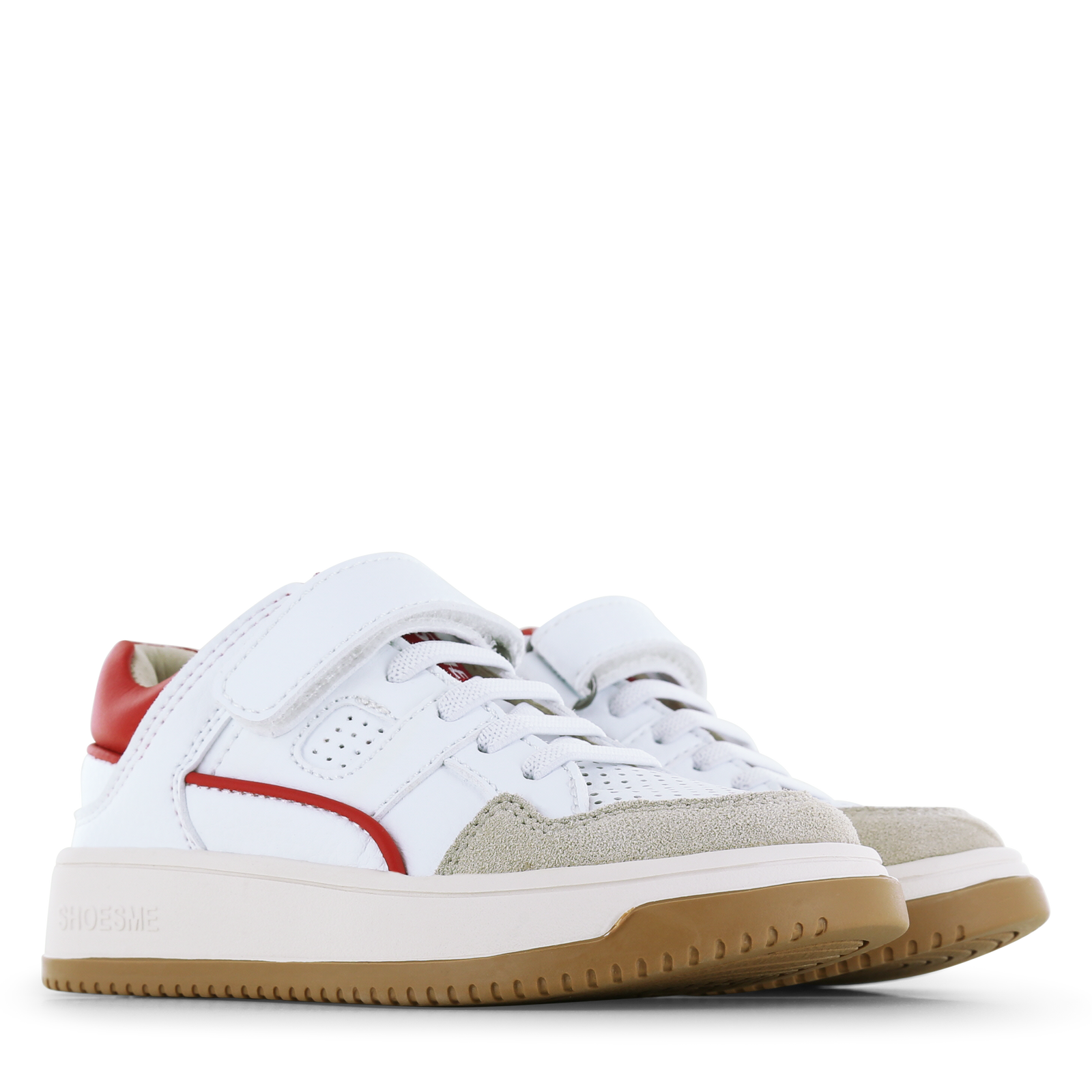 Shoesme witte sneaker met rode details Microfiber leer, Suède | Jongens sch