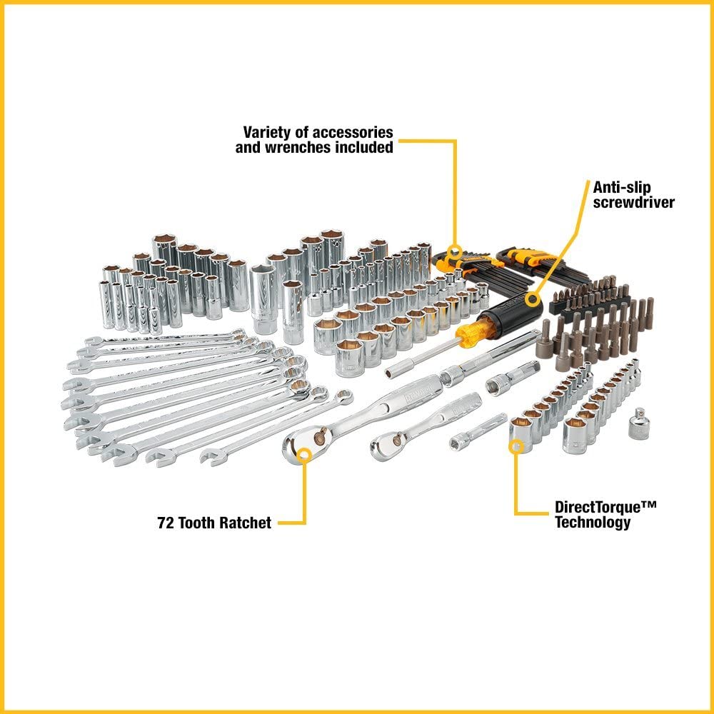 Mechanics Tool Set, 1/4" & 3/8" & 1/2" Drive, SAE/Metric, 205-piece (DWMT81534)