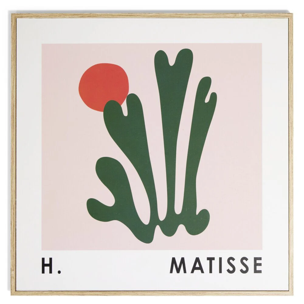 Cadre déco en bois H. Matisse motif abstrait 30x30cm