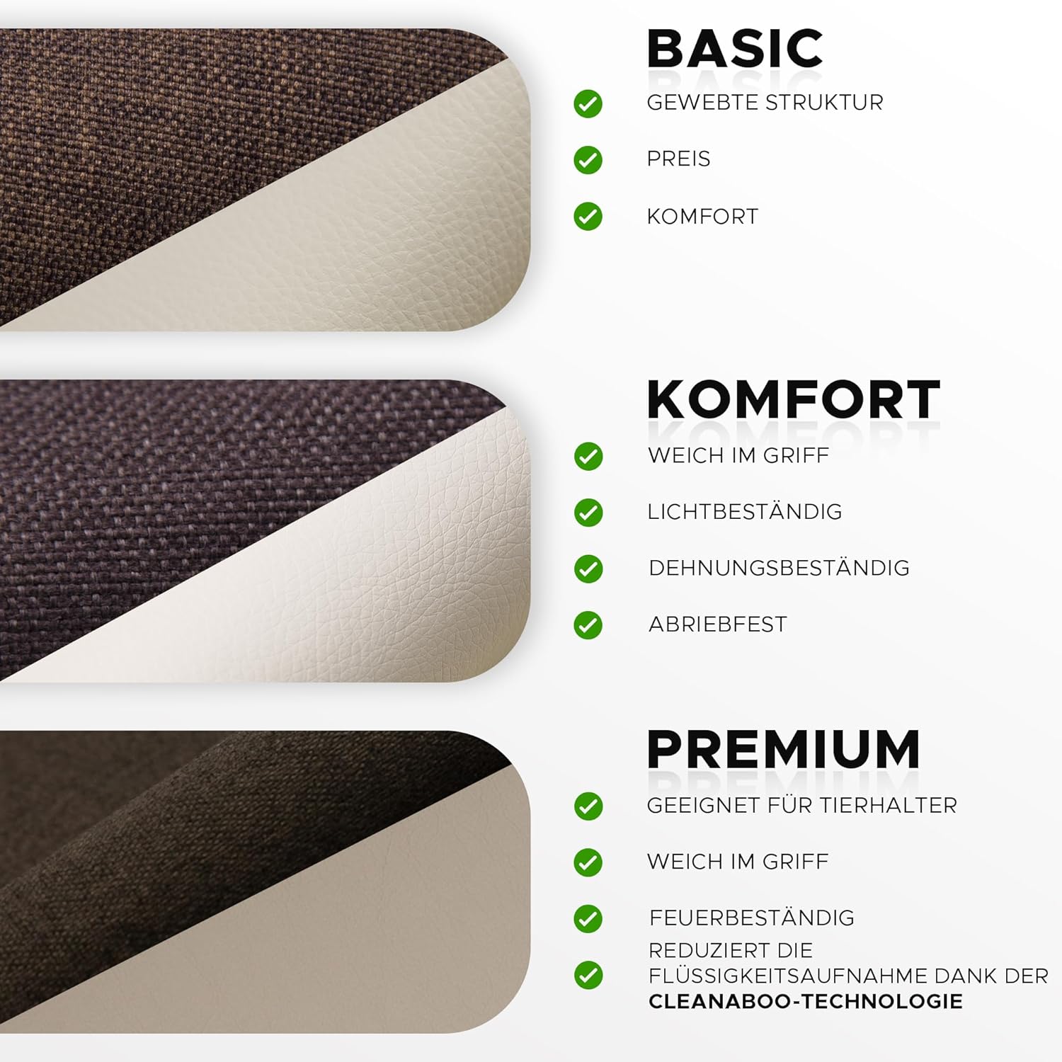 Fabio Ecksofa mit Schlaffunktion und Bettkasten - Sofa mit 3 Sitzen Überzug - Schlafcouch L-Form Universal - Modern Couch - 226x143x83 cm - Grau-Grau