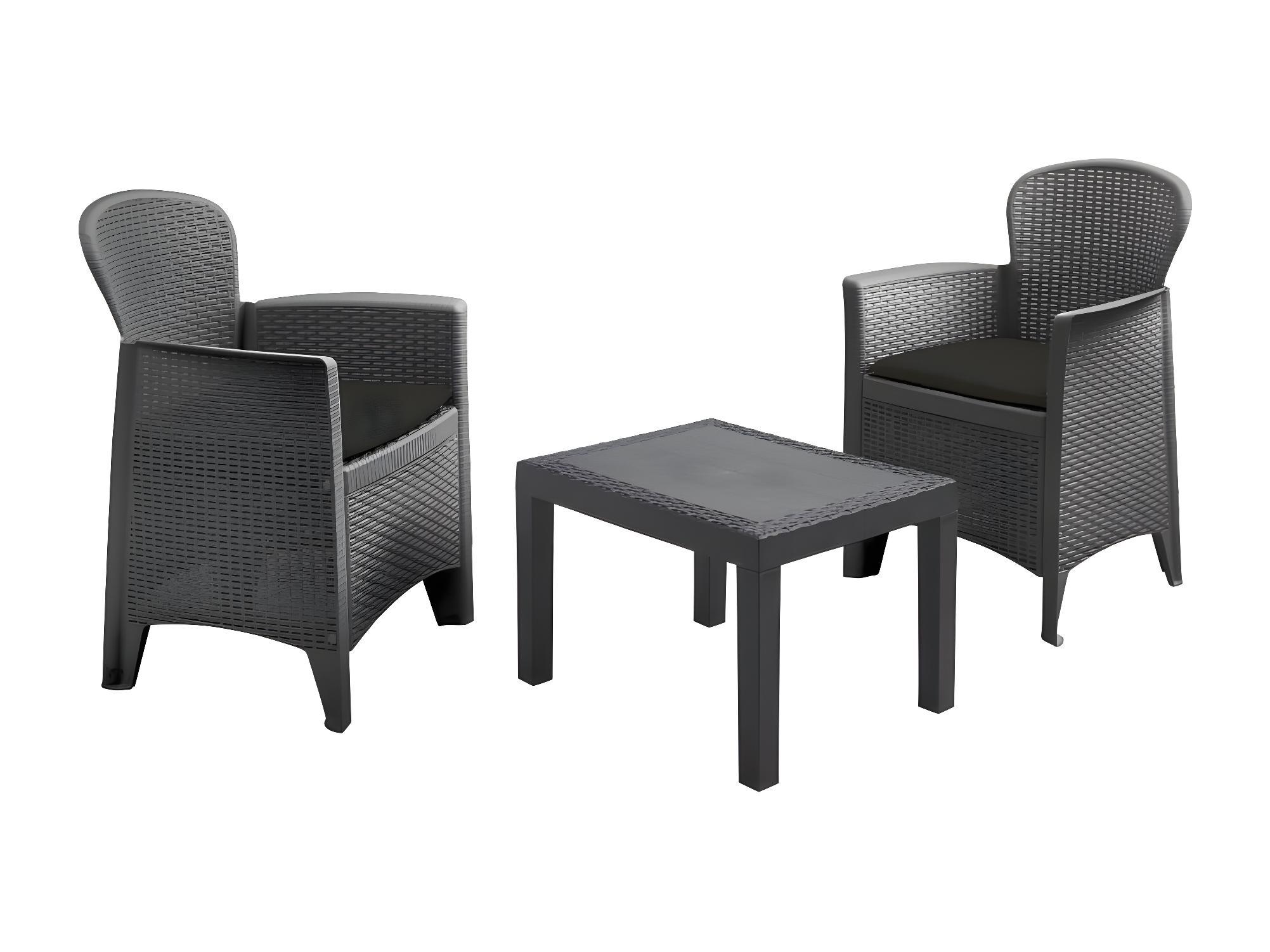 SALON BALCON DUO 2 PLACES RESINE AKITA RAMA AVEC COUSSINS