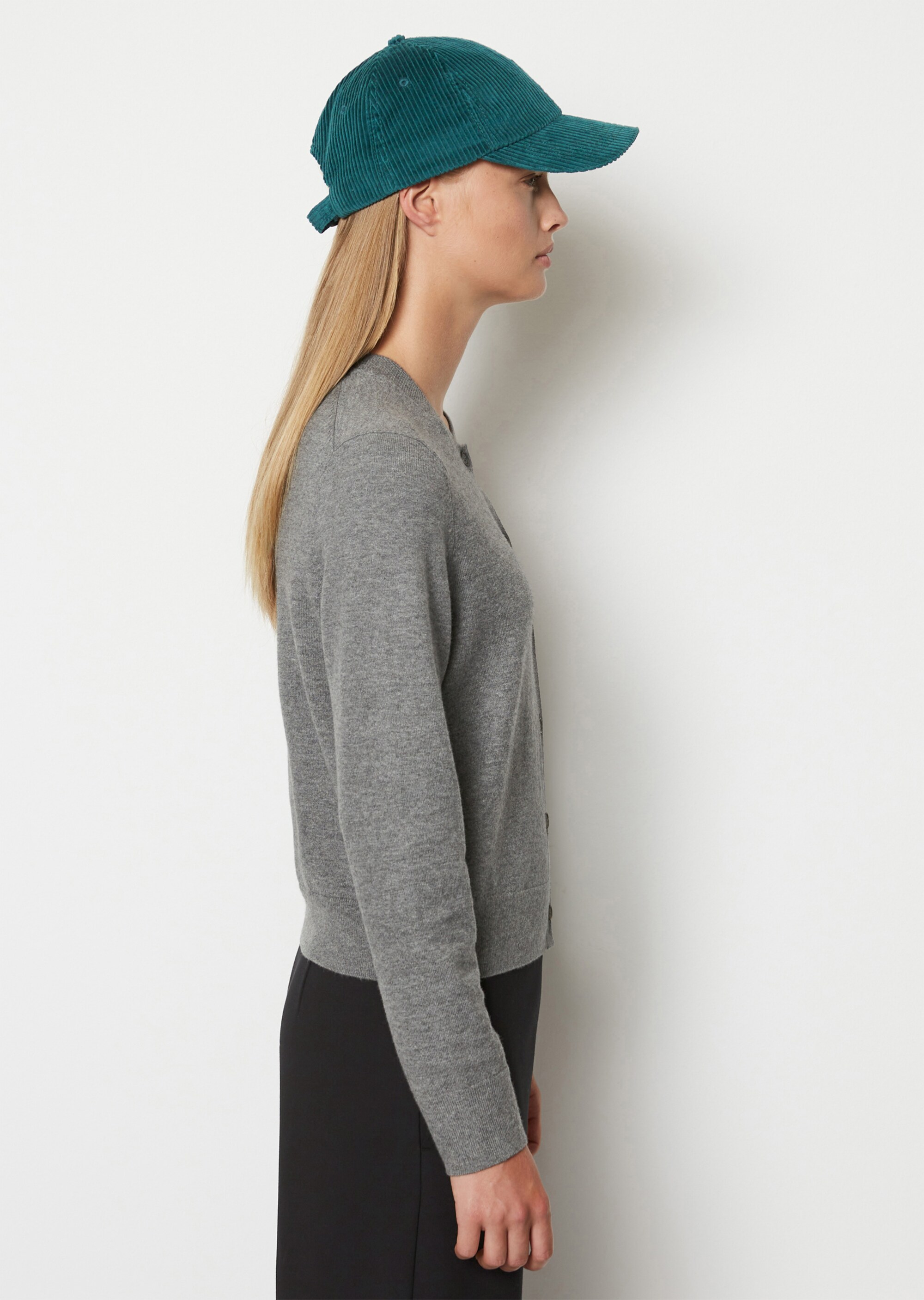 Rundhals-Cardigan regularaus Soft Cotton Stretch