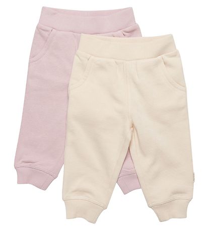 Minymo Jogginghosen - 2er-Pack - Violet Ice/Elfenbein