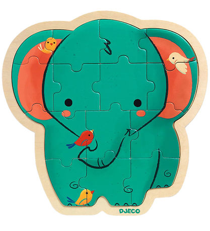 Djeco Puzzlespiel - 16 Teile - Holz - Elefant