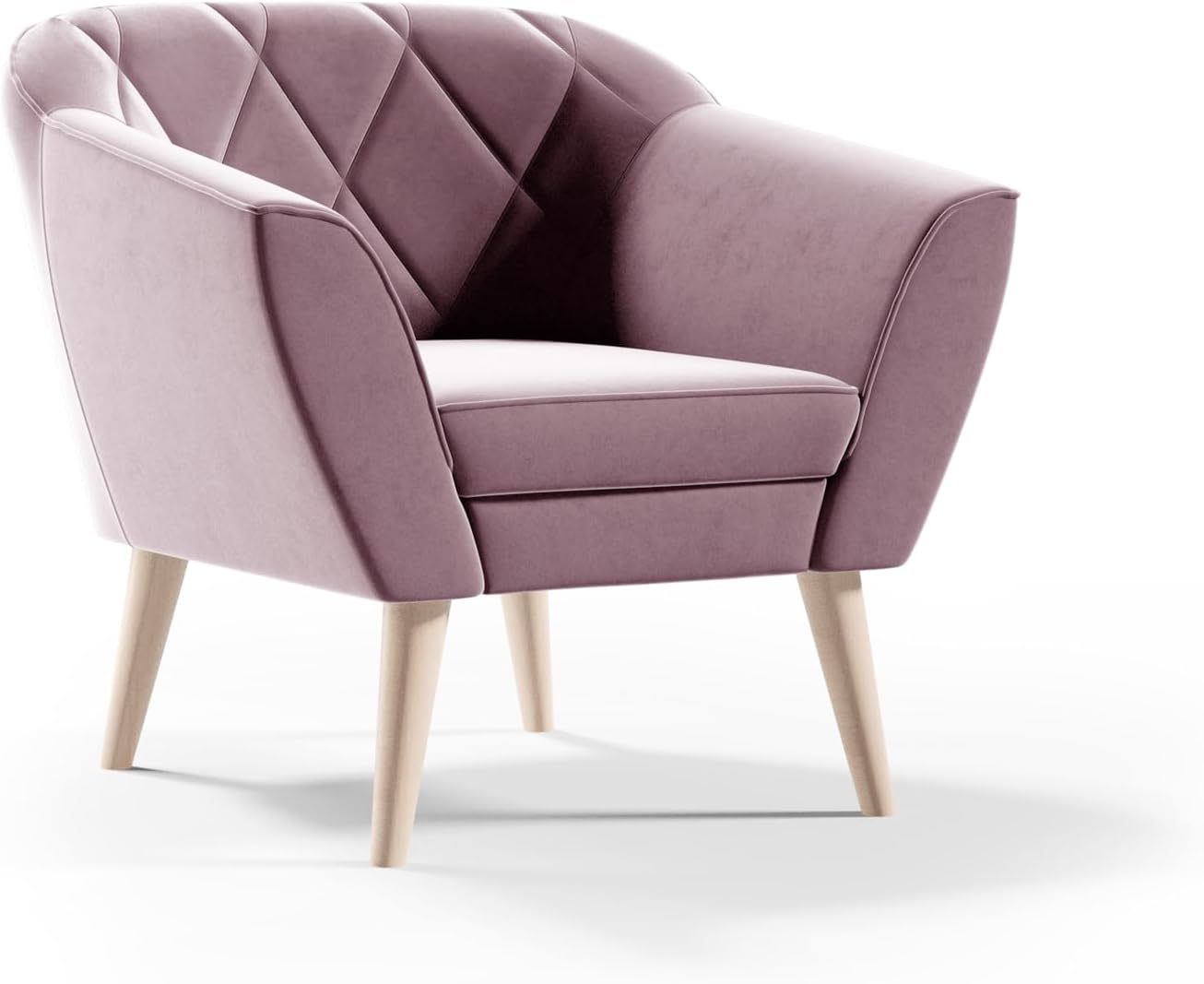 Couchgarnitur Gloria Wohnzimmerset 3+2+1 Sitzer Samt Hohe Holzfüße Buche (Riviera 62 - Rosa)