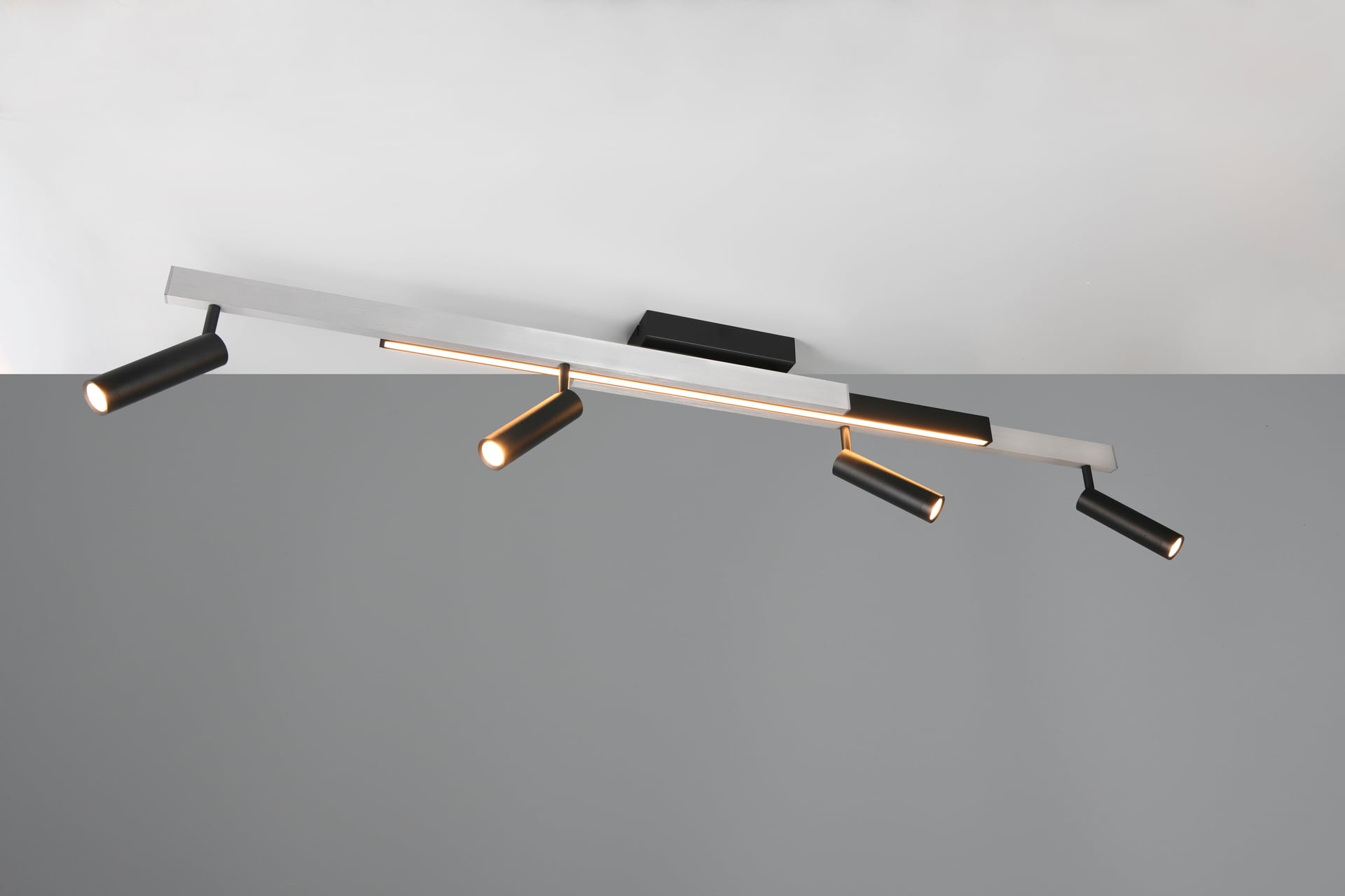 TRIO LED Deckenlampe mit 4 Spots ZENO 85-133 cm Alu /schwarz
