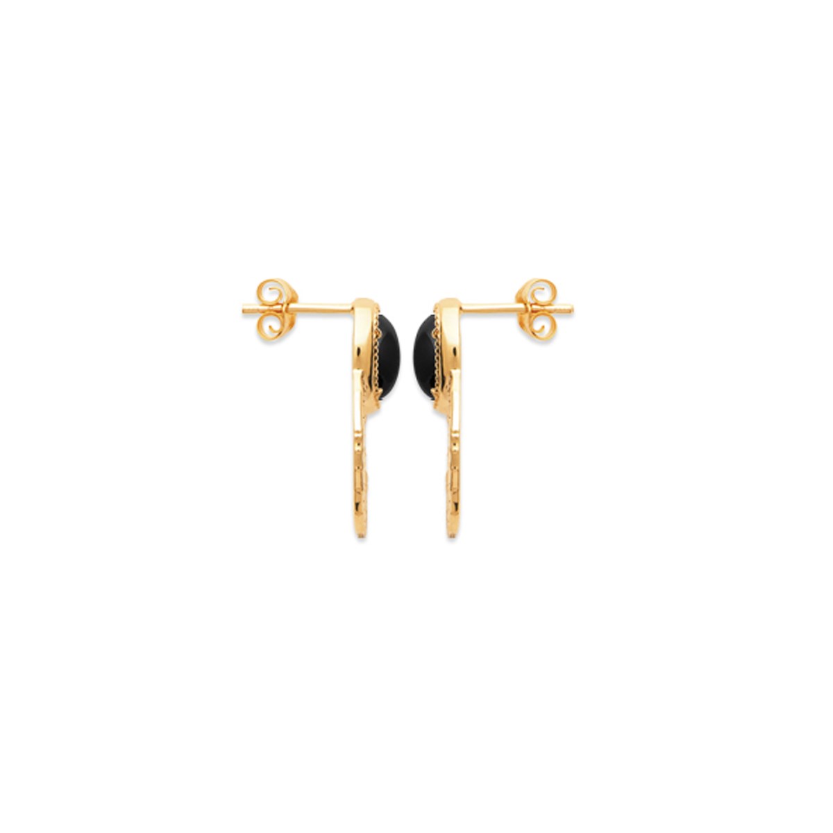 Boucles d'oreilles pendantes agate noire plaqué or TILDA - Bijoux Privés Discovery