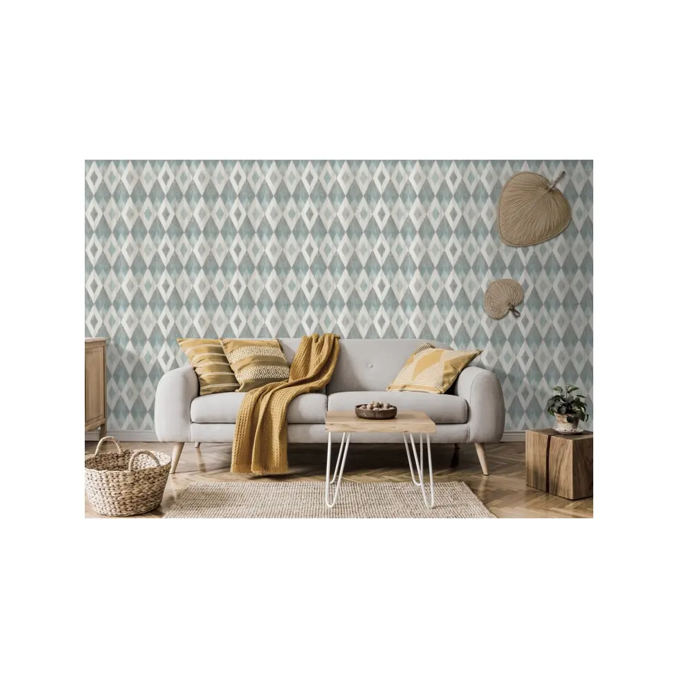 Dutch Wallcoverings - Odyssee ruit blauw/grijs - 0,53x10,05m