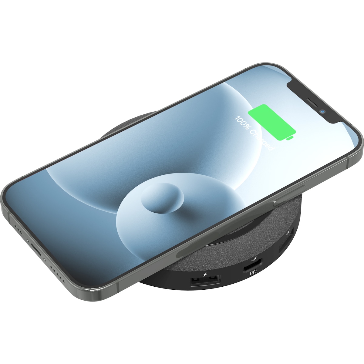 Mophie trådløs ladestasjon med USB-C- og USB-A-porter (sort)
