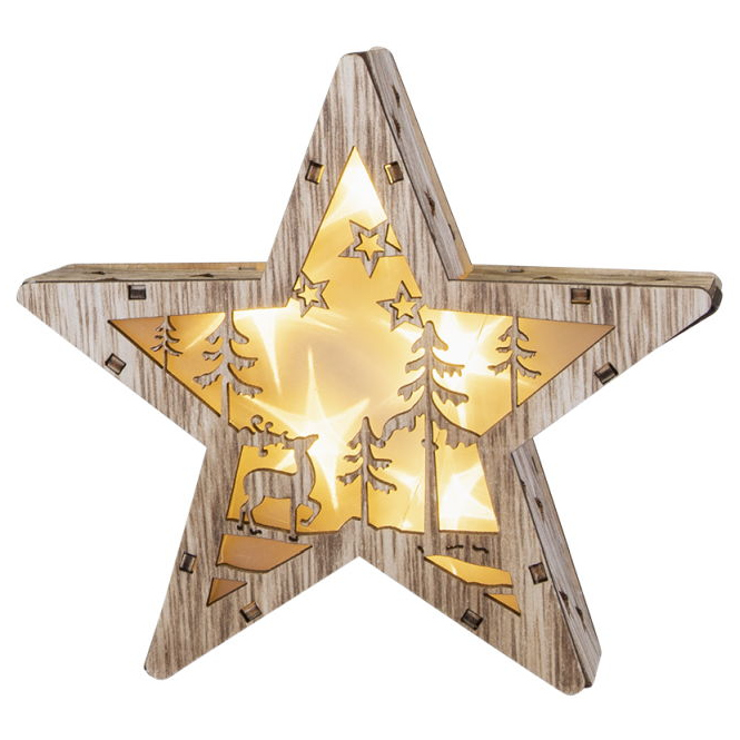 LED-Stern - aus Holz - 30,5 x 28,5 cm